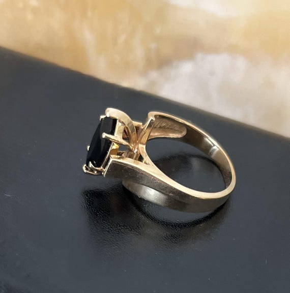 Large Onyx Statement Solitaire 14K Real Gold Sign… - image 3