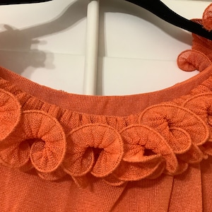 Luxury Designer ESCADA Orange Knit Sleeveless Top with Ruffles