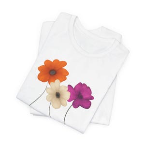 Subtle Lesbian Flag Color Watercolor-Inspired Flowers T-Shirt, Lesbian floral shirt, LGBTQ Pride apparel, Gift for Her, Casual Tee