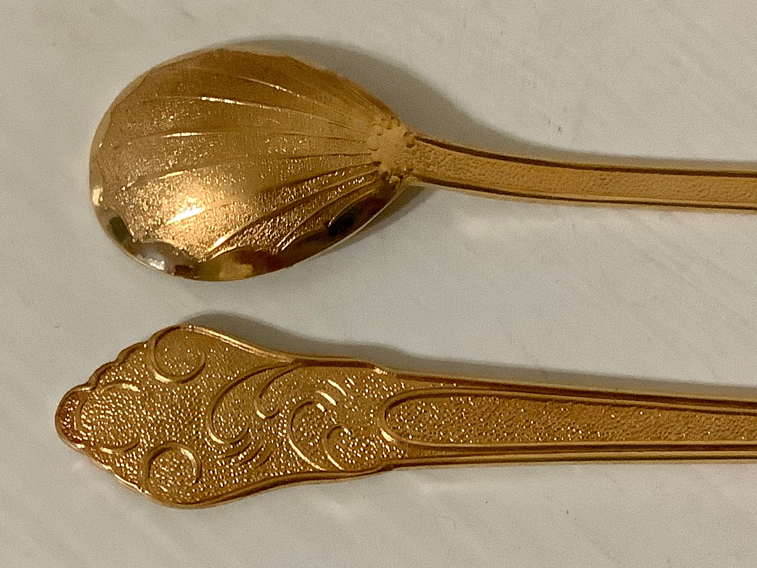 Set of 6 Vintage Gold Plated Oyster Spoons and 6 Cutlery Rest Etsy