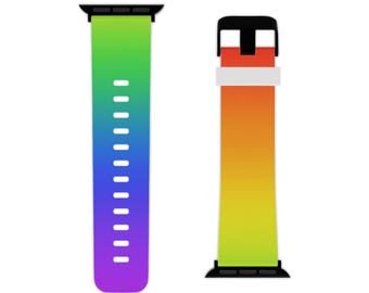 LGBTQ Vibrant Rainbow Gradient Watch Band | Pride Flag Ombre Strap Gift for him Gift for her