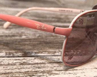 Rare Ray-ban junior / kids girl pink sunglasses rhinestones original pouch