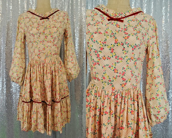 40s vintage cream plaid + delicate floral juniors