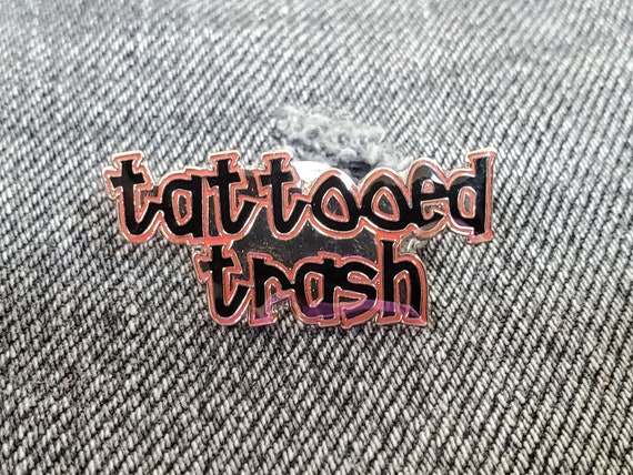 Vintage deadstock enamel pin / Tattooed Trash / 7… - image 1