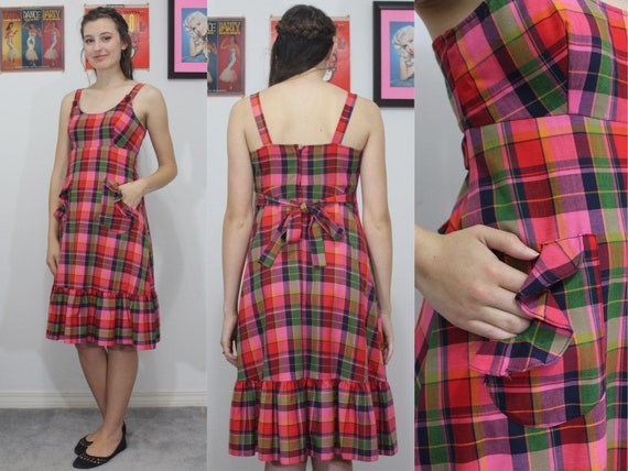 60s vintage rainbow plaid Neiman Marcus cotton sum