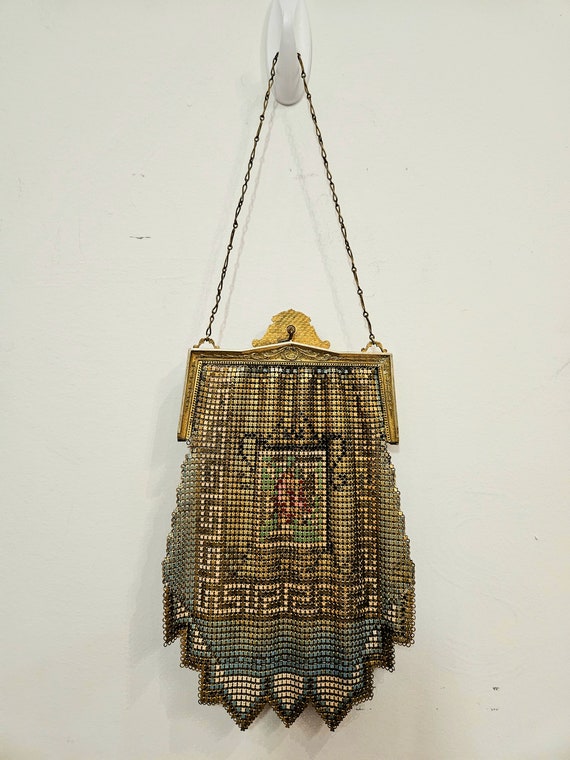1920's Whiting and Davis art deco metal mesh purse - image 3