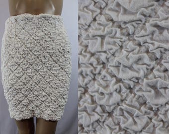 90s cream white crinkly bubble pencil skirt modern size small - medium