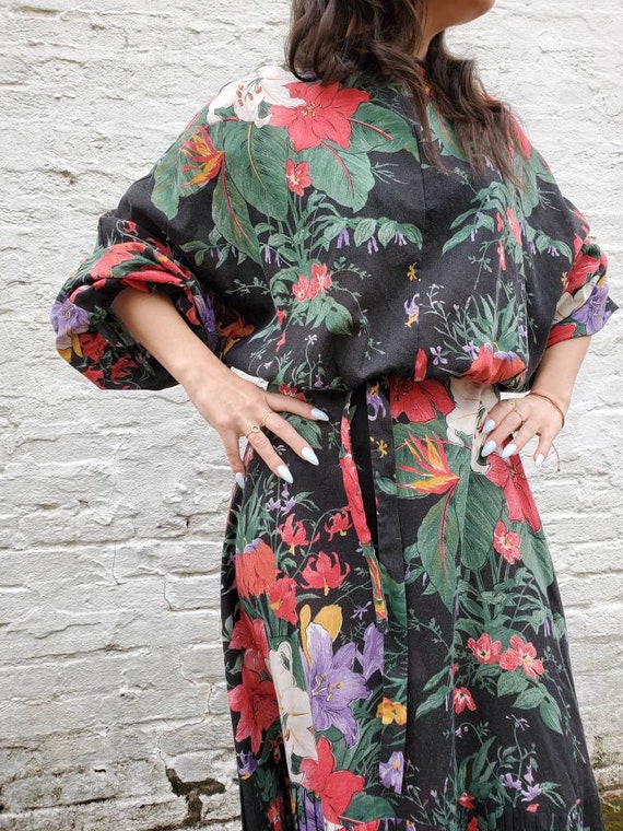 Small | 70s floral dolman sleeve dress by Young E… - image 5