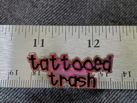 Vintage deadstock enamel pin / Tattooed Trash / 7… - image 3