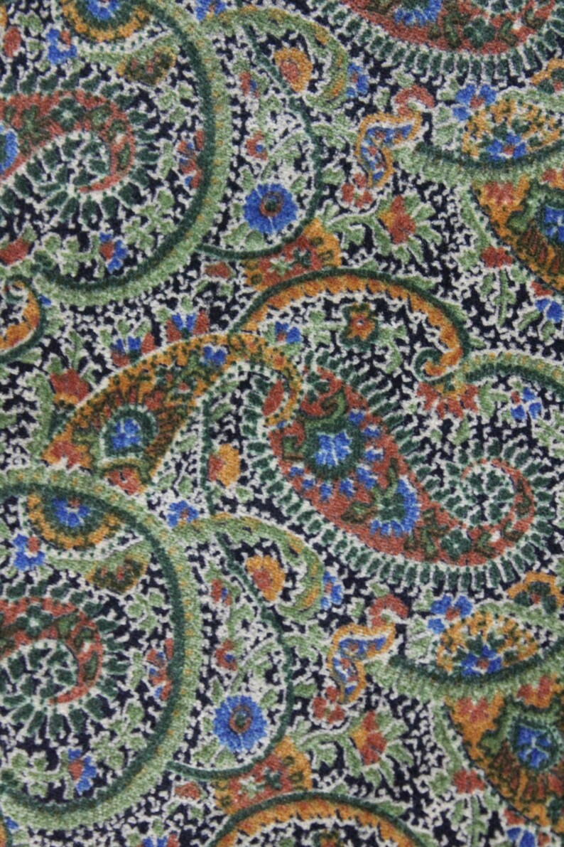 60s 70s vintage paisley real velvet long maxi skirt in earthtones size small medium