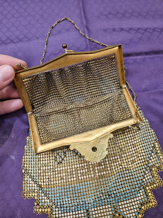 1920's Whiting and Davis art deco metal mesh purse - image 8
