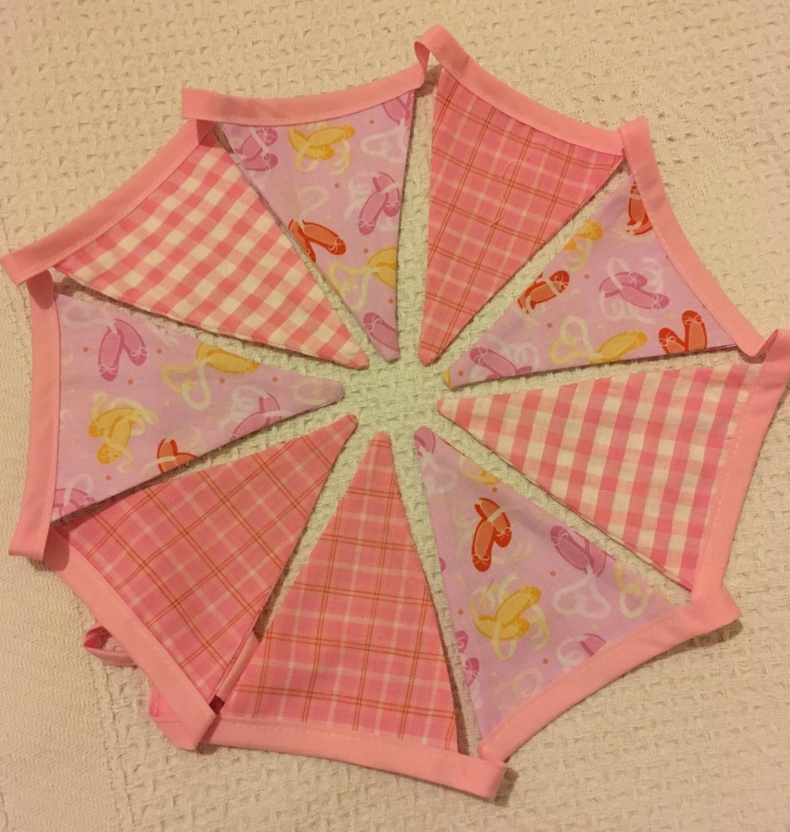 pink bunting, checked, ballet shoes, gingham
