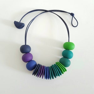 BEADED NECKLACE-Colorful Necklace-Chunky Pendant-Fimo Beads Necklace-Women Neckace-Polymer Necklace