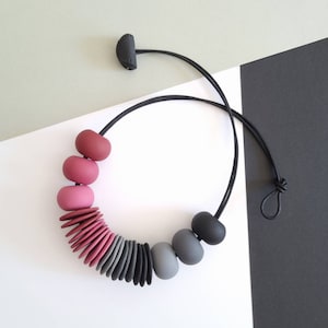 Black Grey Merlot NECKLACE-Women Necklace-Merlot Black Pendant-Polymer Necklace-Fimo Necklace-Pendant For Her