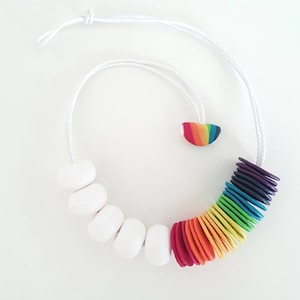 POLYMER CLAY PENDANT- Colorful necklace-Chunky Necklace-Fimo Beads Necklace-Chunky Pendant-Rainbow Necklace -Women Necklace-Jewelry For Her