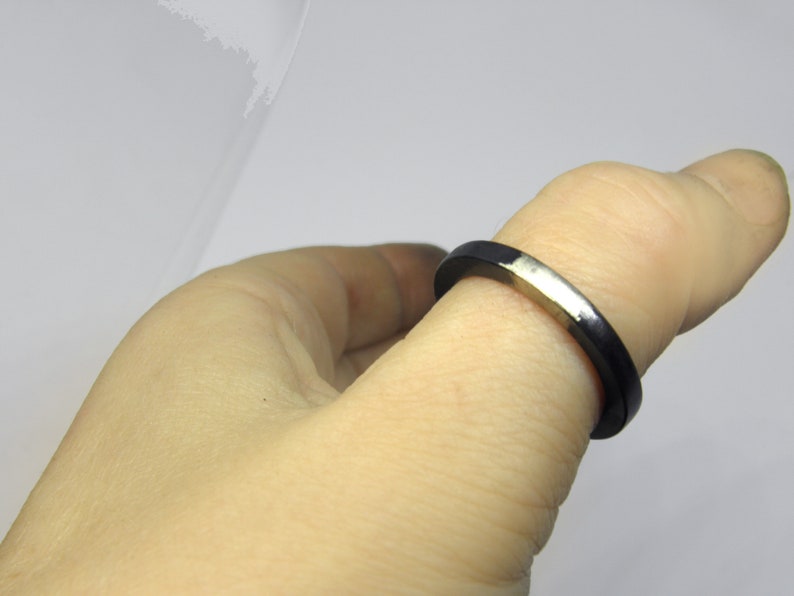brutalist industrial chunky handmade ring promise minimalist ring, men modern metal jewelry 3 mm black silver ring square ring