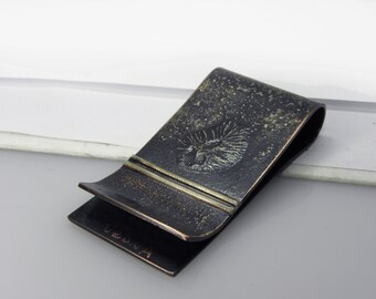 copper silver money clip wallet, gift for client, gift for husband, gift for him, textured card holder, metalcash clip, gift for father