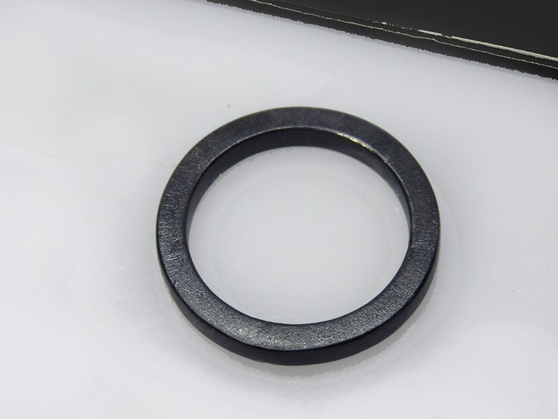 brutalist industrial chunky handmade ring promise minimalist ring, men modern metal jewelry 3 mm black silver ring square ring