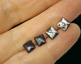 0.6 cm silver stud earrings, men, unisex, women square jewelry, industrial, modernist, geometric, black, Easter gift