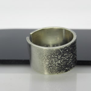 textured silver unisex ring, reticulation ring, industrial simple ring, chunky silver ring, adjustable men ring, cigar ring, Croatian