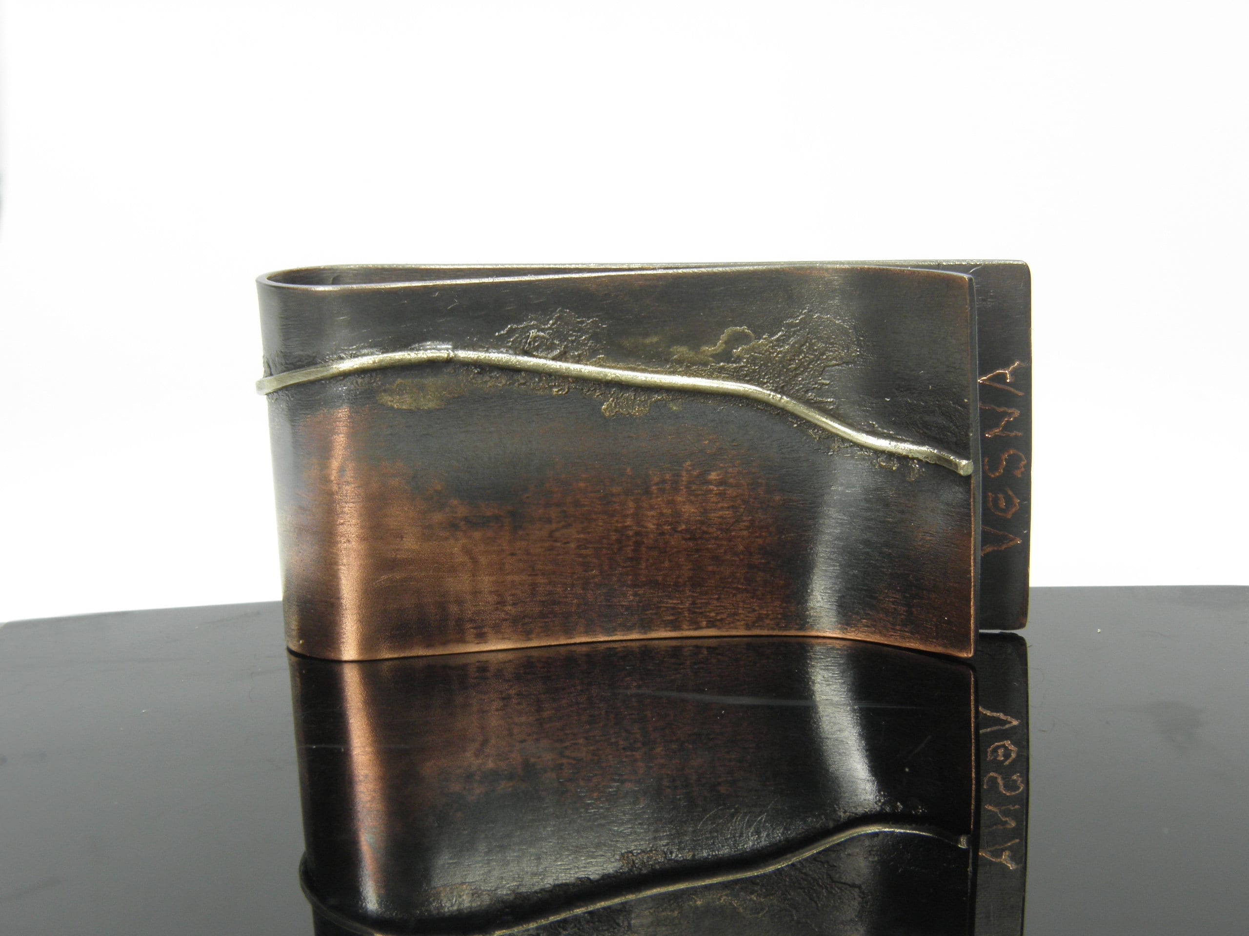 copper silver money clip handmade card holder, gift for men, gift for client, cash clip, gift for husband, handcrafted metal money clip