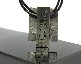 UNIQUE pendant, mixed metal jewelry, unisex pendant, reticulation jewelry, designer, gift for him, artisan jewelry, raw jewelry, rustic
