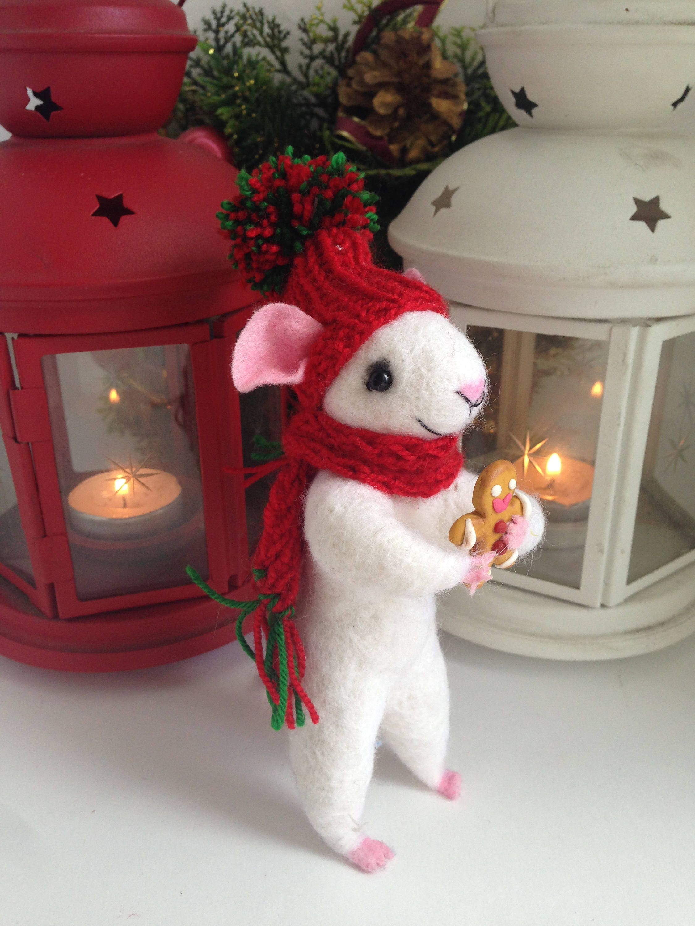 CHRISTMAS MOUSE felted mouse wool Christmas ornament mouse Etsy