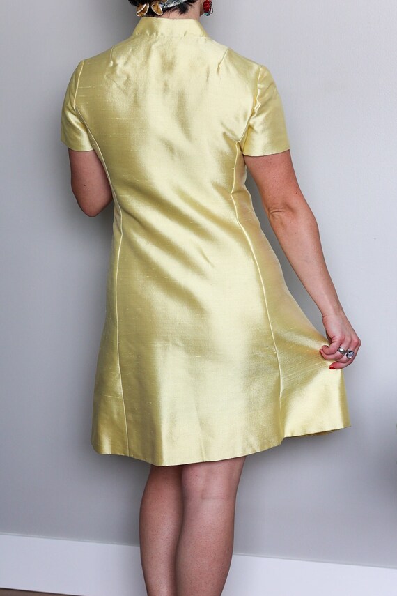 Vintage Citron Shantung Shift Dress by Rona, with… - image 5