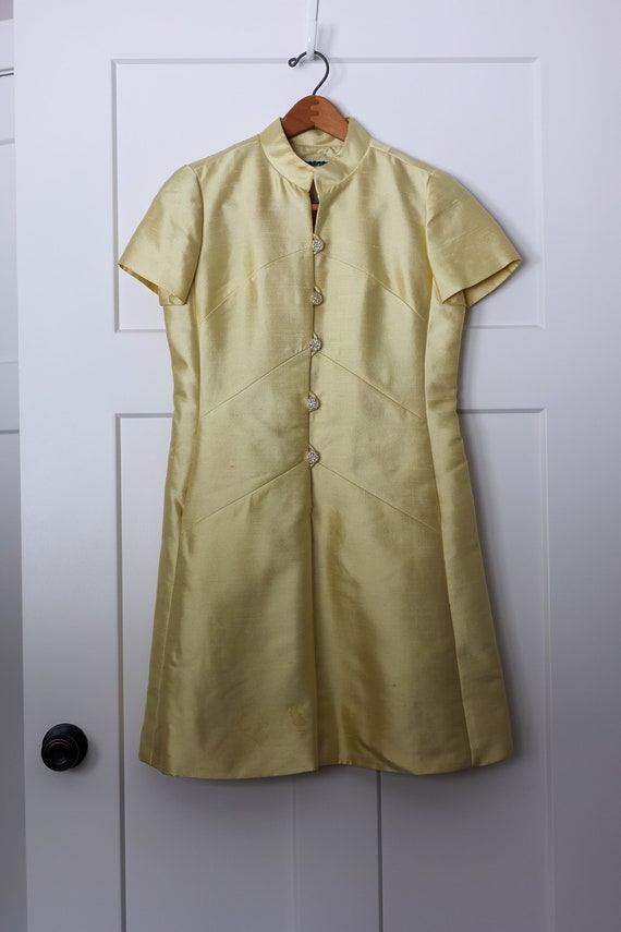 Vintage Citron Shantung Shift Dress by Rona, with… - image 7
