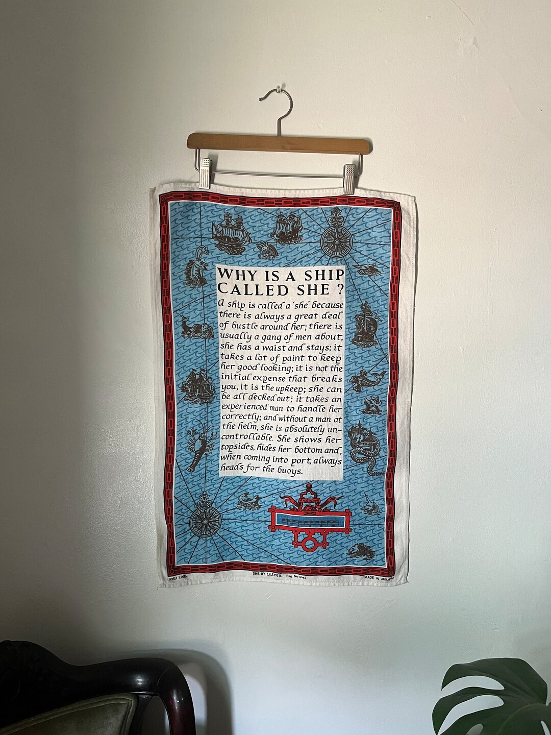 Vintage Ulster Linen Tea Towel why is A Ship Called She Etsy