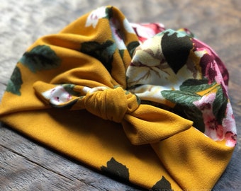 SYDNEY Floral Turban w/tied knot