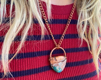 Chrysocolla Electroformed Pendant Necklace