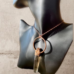Handmade Copper Quartz Pendant Necklace • Gifts for Her • Copper Jewelry