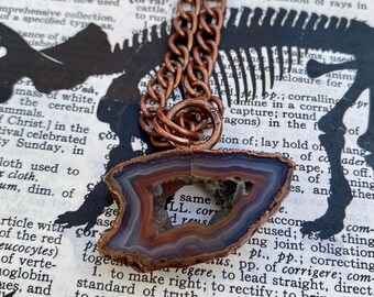 Electroformed Copper Mexico Laguna Agate Pendant Necklace