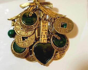 Vintage Art-Mode Asian theme Dress Clip, Chinese Brooch