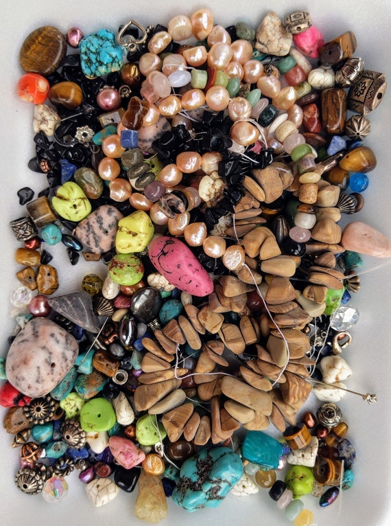 Gemstone Beads, Semi-precious Mixed Beads, Mystery Bag of Beads, Semi  Precious, DIY Jewelry, Wholesale Lot of Beads, Freshwater Pearls 