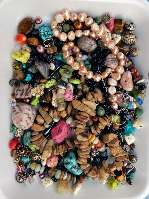 1/2 Lb Assorted Beads and Findings, Destash Beads for Jewelry