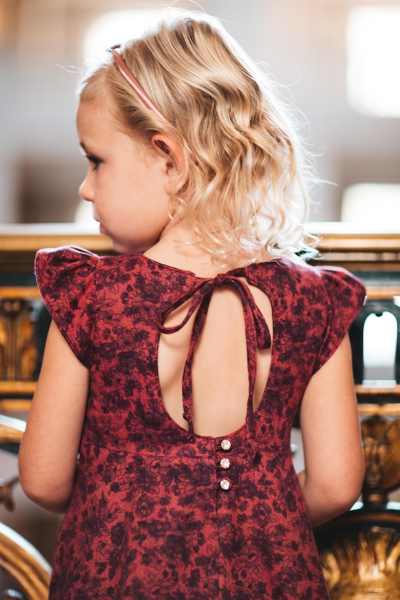 Cranberry Flower Girl Dress Fall Wedding Dress Pink Etsy