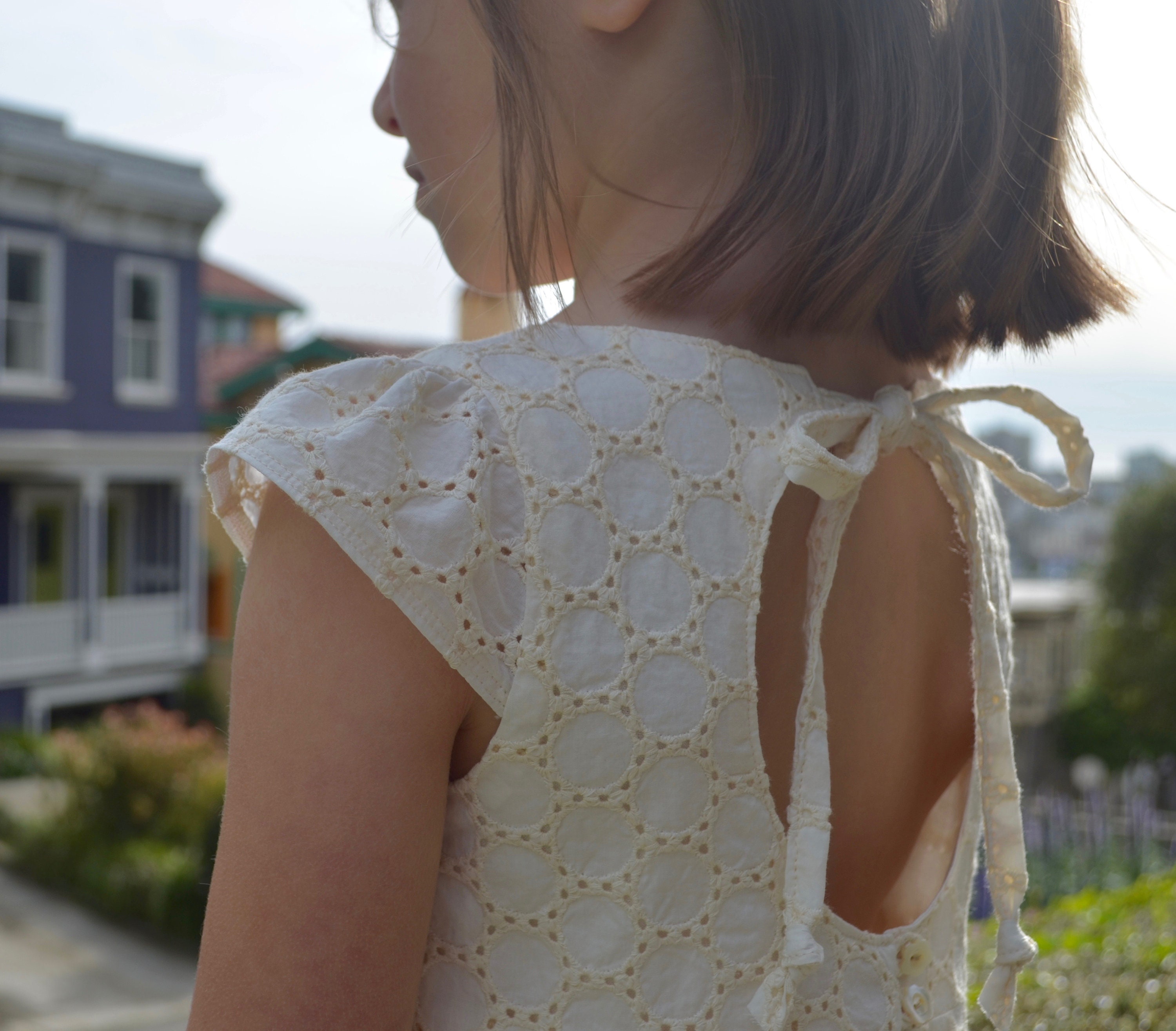 white eyelet flower girl dress