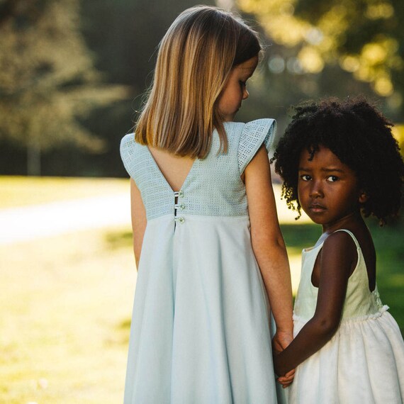 powder blue flower girl dress