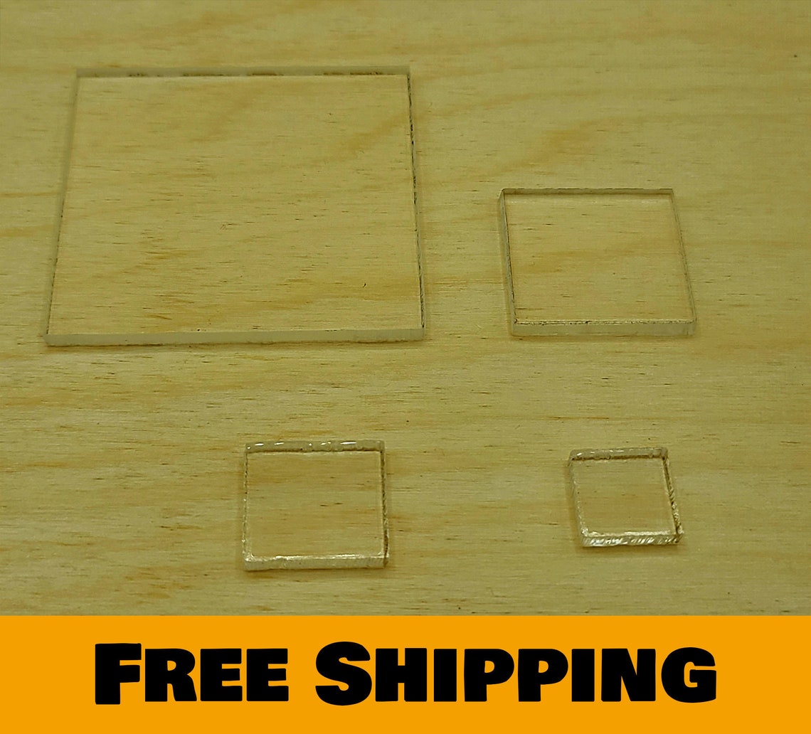 Square Shapes Acrylic Pieces Clear Set of 10 Plexiglass Etsy