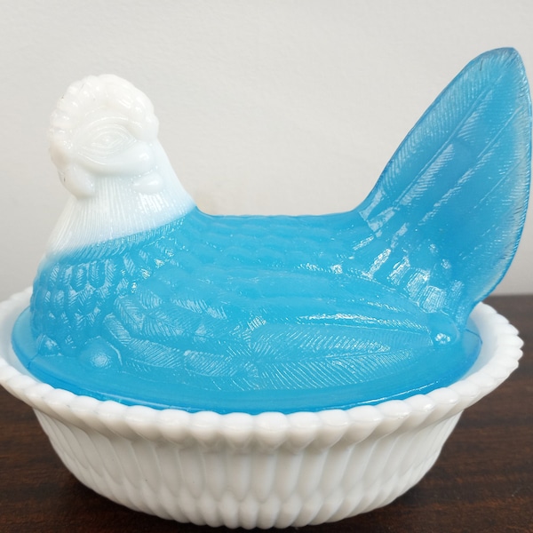 Chicken candy dish, hen in basket,