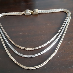 Vintage Trifari mehrsträngige Kette: Silber & Gold klobige Kette