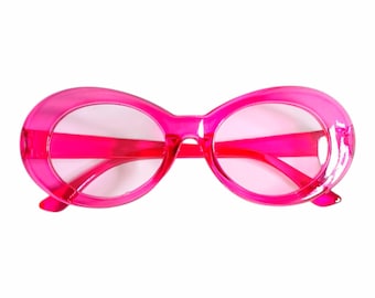 Neon Pink Rave Sunglasses • EDM Festival Eyewear • Hot Pink Cyber Goggles • Glow Party Accessories • Translucent Futuristic Rave Gear • Gift