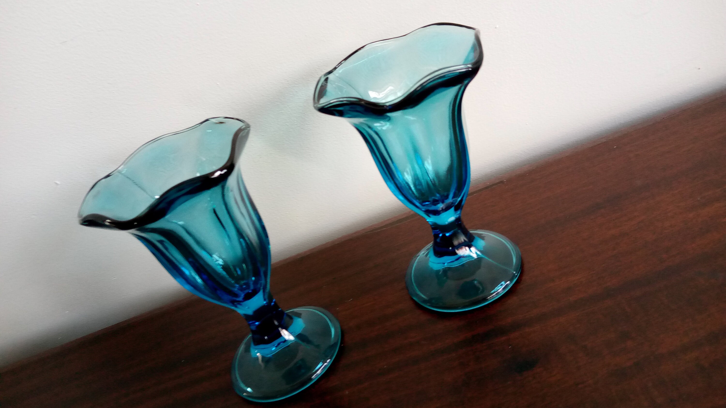 Blue footed glass vintage glasses Etsy