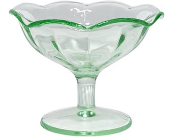 1930年代デプレッションガラス製グリーンコロニアルオプティック脚付き 