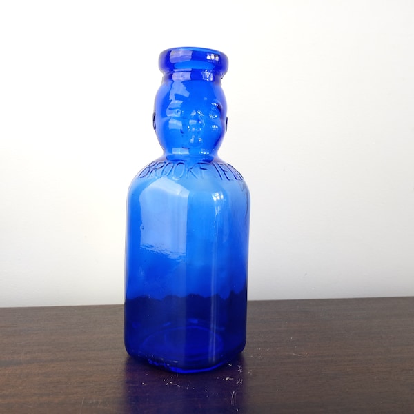 Decorative Blue Glass, Glass Milk Bottle, blue bottle, Brookfield Baby Top chevron