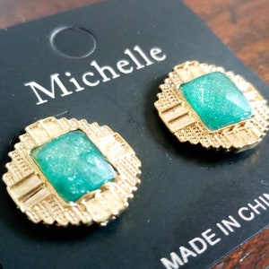 Casual Earrings, Gold and green earrings