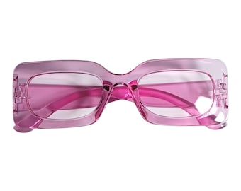 Jelly Color Square Sunglasses in a clear pink hue.