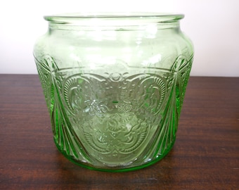 cookie jar, vintage, green glass, uranium, jar,